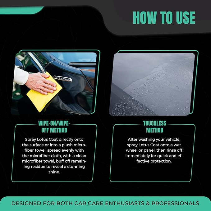 Oberk Lotus Coat SiO₂ Spray Sealant – High Gloss Spray for Cars – Touchless or Wipe-On – Protects Paint, Wheels & Glass – Safe for Coatings – Easy Car Wax Alternative (16 oz)