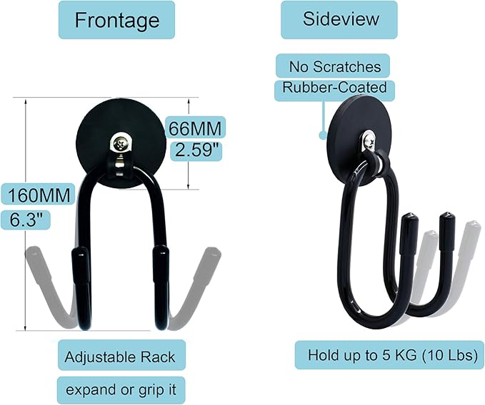 YYST Magnetic Extension Cord Holder Hanger Organizer Cable Hanger for House, Basement, RV, Garage - Cables, Hoses, Ropes- Type W (2)