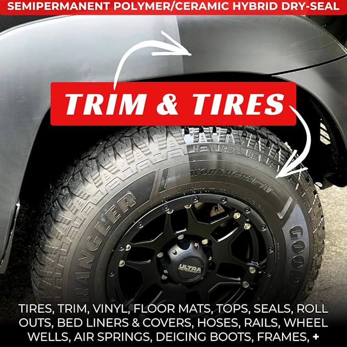 RENEW PROTECT - SATN Low-Gloss Ceramic-Hybrid Protectant | Safe for Motorcycles, Golf Carts | Trim & Tire Preservation, OEM Restorer for Faded Plastic, Vinyl- Dry Rot Prevention, Patio Furniture | 8oz