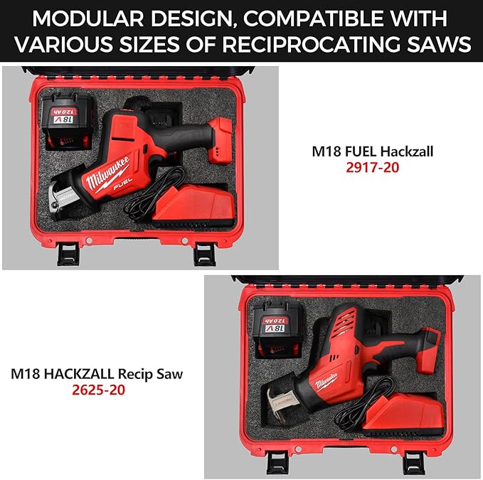 Case for Milwaukee M18 Hackzall Sawzall – Hard Protective Storage Box Fits 2719-20/2625-20 One-Hand Cordless Reciprocating Saw, Battery & Charger, Waterproof Heavy Duty Travel Tool Case (Case Only)