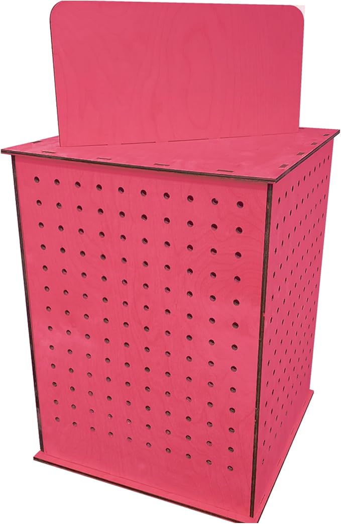 TORCHED DISPLAYS Rotating Display Stand | 22.5 x 16.76-inch | Rotating Organizer Wood Pegboard | Pegboard Display Stand for Craft Shows, Vendor Events, Jewelry, Accessories | Pink