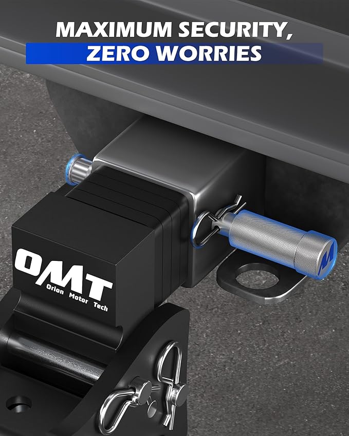 Orion Motor Tech Locking Hitch Pin, Fits 2" Receiver with 5/8" Diameter Hitch Pin Lock, Anti-Theft Steel Hitch Pin Lock with Key for Class III IV Hitches, Anti-Rattle Trailer Hitch Pin, Silver