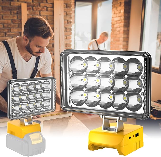 T-SUN 75W LED Work Light, 7500LM Portable Flashlight Compatible with Dewalt 20V Max Battery(Not Included), 2 USB Charging Ports for Jobsites, Workshops, Car Repair,Emergency.