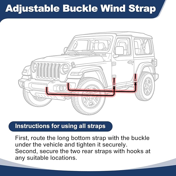 QUNSUNUS Cab Cover for Jeep JK JL 2 Door, Car Half Cover with Cotton Liner and Straps, Outdoor Car Cover Waterproof All Weather with Wind, Sun, UV and Dust Protection
