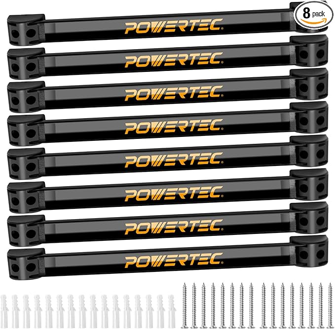 POWERTEC Magnetic Tool Holder Strip 12" 8PK, Metal Magnet Tool Bar Organizers for Garage, Workshop & Kitchen w/Mounting Screws, Space Saving Shop Organization Accessories (71965-P2)