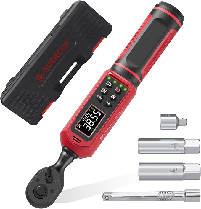 3/8-inch Digital Torque Wrench(0.66-44.29Ft.Lb/0.9-60N.m) ±1% Accuracy Digital Torque Wrench with Vibration, Buzzer,LED Notification and Five Units of Measure, for Bike, DIY and Home Repair