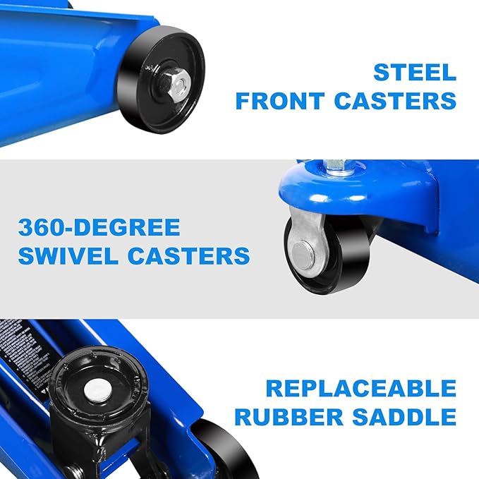 Jack Boss Floor Jack 1.5 Ton (3,000 LBs) Hydraulic Car Jack, Lifting Range from 5.1 Inch to 12.6 Inch, Fits Sedans Automotive Blue