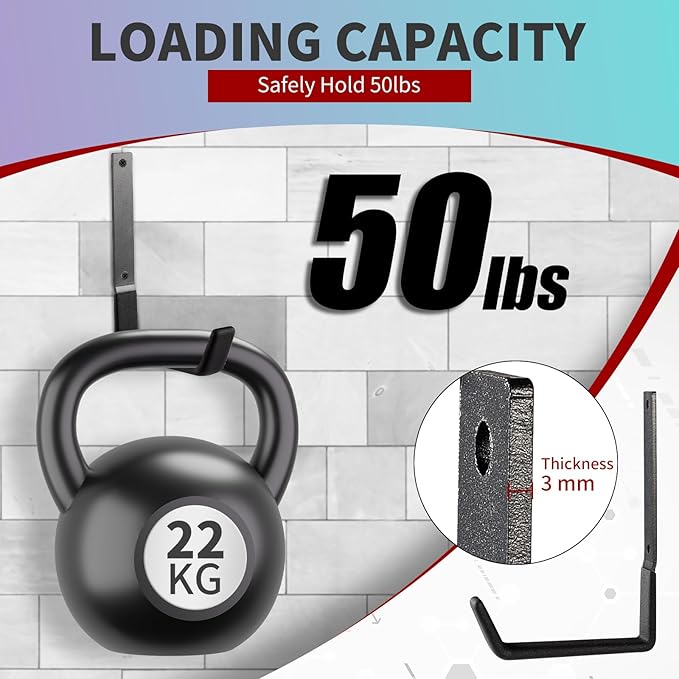 Heavy Duty Steel Garage Hooks, Garage Storage Utility Hooks, Garden Tool Organizer, Steel Wall Mount Hooks, (6, Large)