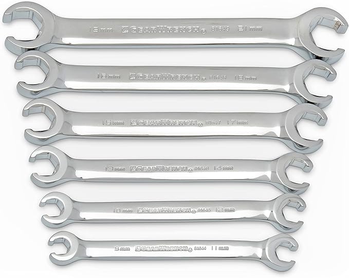 GEARWRENCH 6 Pc. Flare Nut Wrench Set, Metric - 81906
