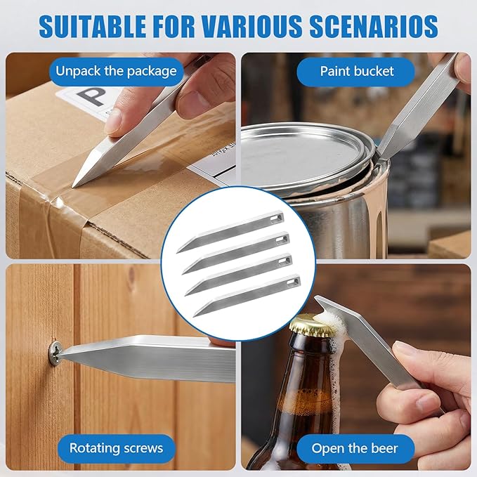 8‑PCS Stainless Steel EDC Pry Bar Keychain Set – Heavy‑Duty Multitool for Everyday Carry, Pocket Screwdriver, Bottle & Box Opener