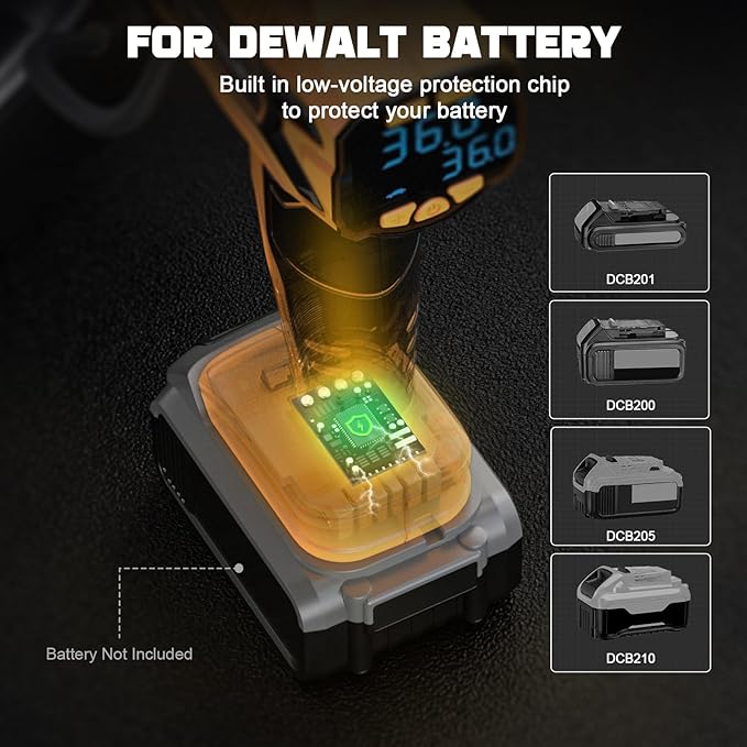 Tire Inflator Air Compressor Compatible with DeWalt 20V Battery Power, LIVOWALNY 160PSI Cordless Portable Electric Air Pump with Digital Pressure Gauge for Car Motorcycles Bike Ball Auto (No Battery)