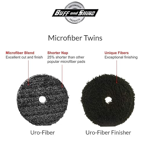 Buff and Shine URO-Fiber Microfiber Pad for Car Compounding, Cutting, Buffing, Waxing, and Polishing - Compatible with Long-Throw, High-Action, Dual-Action, and Random Orbital Polisher - 6 in (6 Pads)