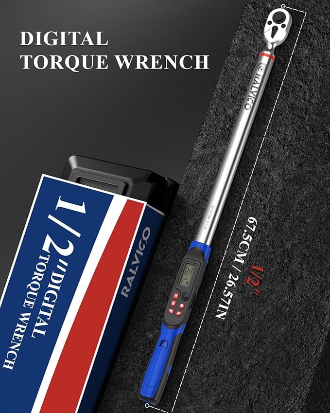 1/2 Digital Torque Wrench (12.54-250.7 Ft. Lb/ 17-340 N.m) ±2% Accuracy with Track Mode Torque Wrench Digital with Vibration, Buzzer and LED Alert for Car,Motorcycle Repair, DIY