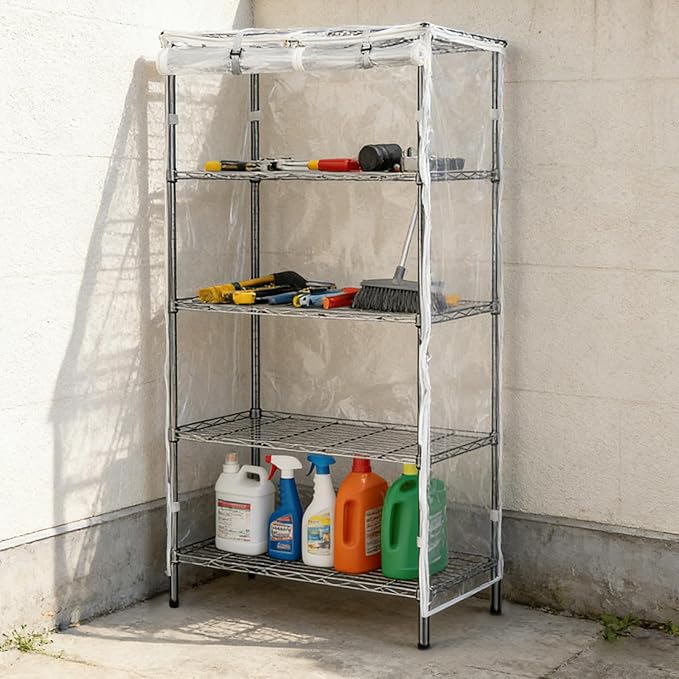 Wire Shelf Cover,600D Heavy Duty 100% Waterproof Shelf Covers for Wire Shelving,Outdoor Storage Shelves Cover for Metal Rack,48" W x 20" D x 72" H,Clear