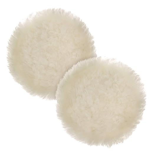 TCP Global Premium 6 Inch Wool Buffing Pads (2 Pack) - 100% Natural Wool Buffer Pads, Polishing Pad for Car Detailing - 1 Inch Thick Pile, Hook and Loop Buffing Pad for Orbital Buffer