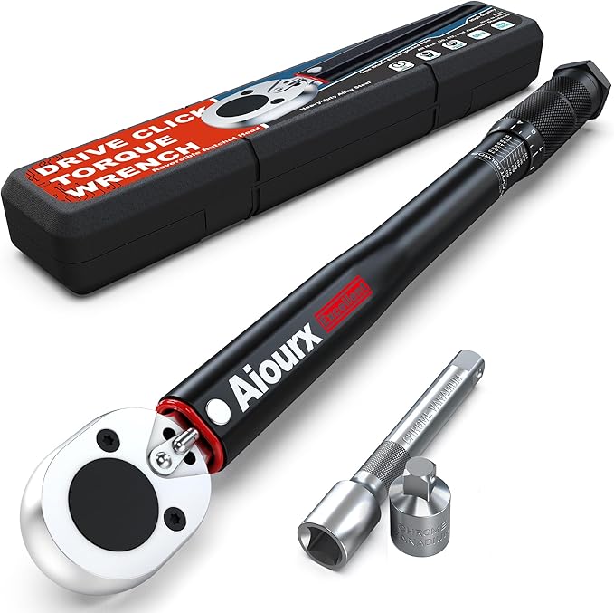3/8" Drive Torque Wrench, 8-104 Ft.-Lb. Click Torque Wrench, 72 Tooth Dual-Direction Adjustable, Dual Scale, ±3% Accuracy, for Bicycle, Motorcycle, Automotive Repair and Maintenance