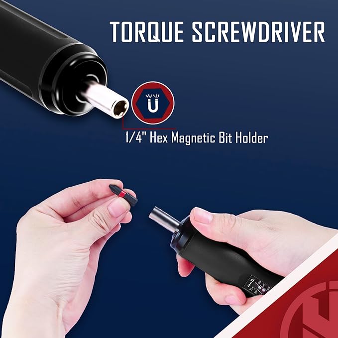 KNINE OUTDOORS Torque Screwdriver Wrench Driver Set 10-70 Inch Pounds lbs for Maintenance with T-bar Handle, 40 Hex Bits, 1/4" Socket, Shaft Extension, For Tools, Bike Repairing and Mounting (Black)