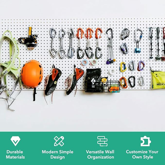 2 Pcs Pegboard, Metal Pegboard Wall Panels - Pegboard Wall Organizer System - Peg Boards for Walls, Small Peg Board Tool Storage, White Pegboard for Garage, Craft Room, Workbench, Kitchen, Office