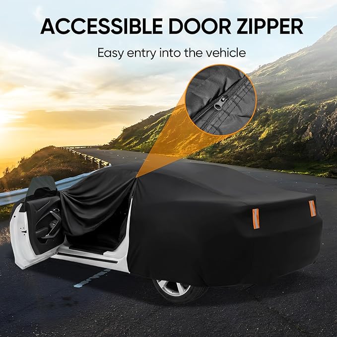 Car Cover Custom Fit for Chevy Camaro 2010-2026, Outdoor Waterproof All Weather Heavy Duty Full Exterior Cover for Sun Rain Snow UV Dust Protection with Door Zipper