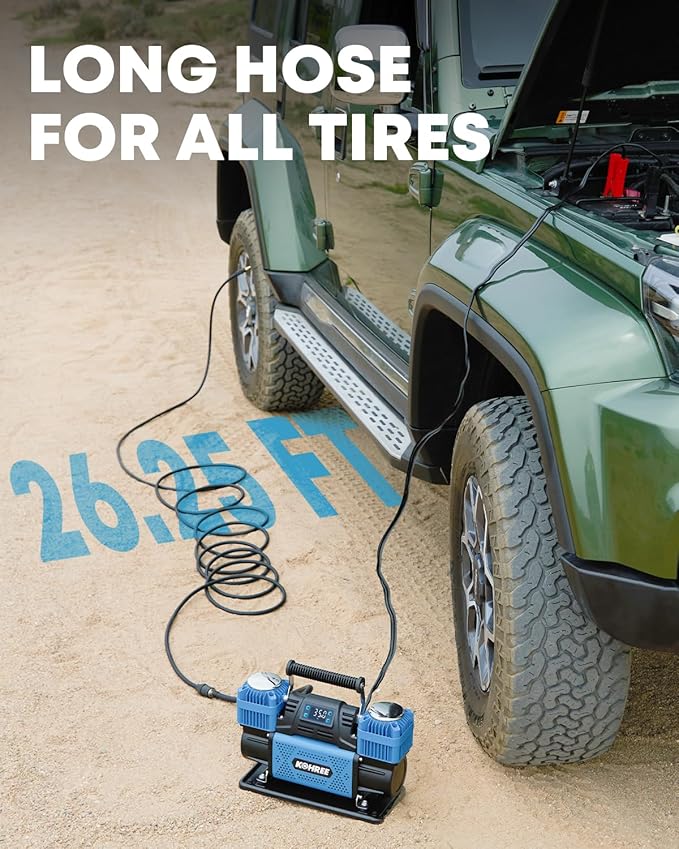 Kohree 12V Dual Cylinder Air Compressor with Digital Display Panel, Heavy Duty 12.35CFM Fast Tire Inflator Tire Pump for Offroad Truck RV 4x4 Vehicle, Max 150 PSI