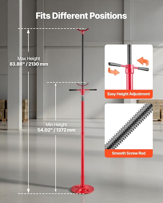 VEVOR Underhoist Support Stand, 3/4 Ton (1653 lbs) Capacity Under Hoist Jack Stand, Lifting from 54.02" to 83.86", Bearing Mounted Spin Handle, Self-Locking Threaded Screw, Support Vehicle Components