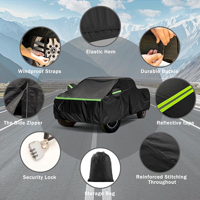 Car Cover Custom Fit for Toyota Tacoma/for Ford Ranger 2005-2025- Heavy Duty 420D Oxford Water-Resistant- UV Sun Rain Protection Full Exterior Cover,with Windproof Straps&Zippered Doors‌