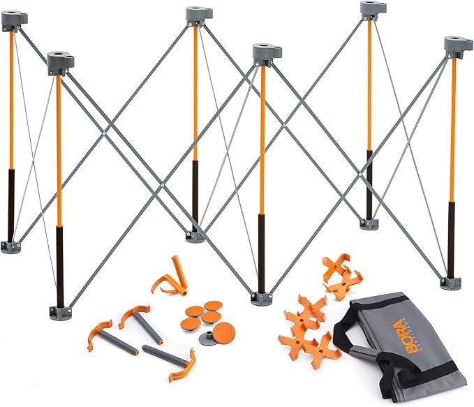 Bora Centipede Folding Work Table - Portable Workbench, 24 x 48 in Work Surface, 1500 lb Capacity, Perfect 30" Working Height, Complete Kit with Accessories, 6 X Cups, Non-slips, 3 Quick Clamps, 2 Cord Hooks, Carry Bag. CK625