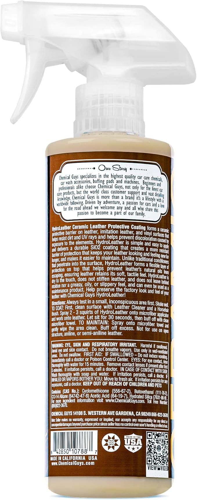 Chemical Guys SPI22916 HydroLeather Ceramic Leather Protective Coating for Car Interiors, Furniture, Apparel, Boots, and More (Works on Natural, Synthetic, Pleather, Faux Leather and More) (16 fl oz)