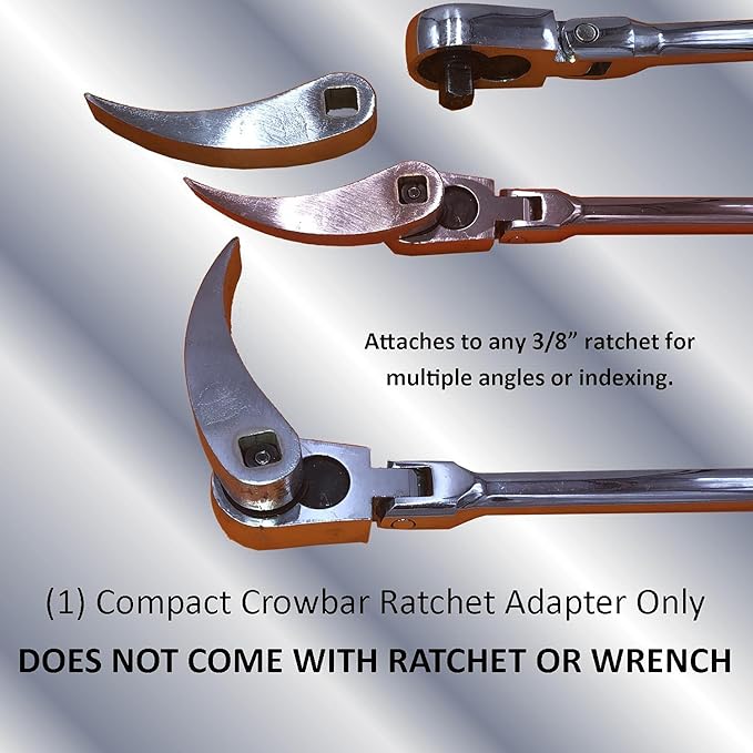 Keyfit Tools Crowbar Adapter Head (1) Ratcheting Indexing Ultra Compact Adjustable Pry Bar Wrecking Bar Fits In Your Tool Box Fits On 3/8 Drive Ratchet Or Open End Wrench