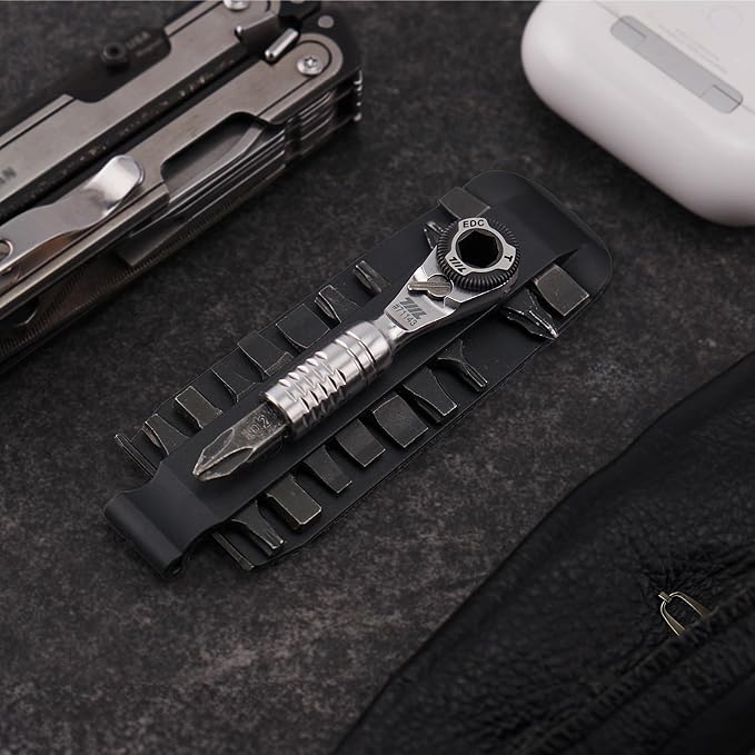 711L Mini Ratchet Wrench TG - One of the World's Smallest 1/4" EDC Ratchet Wrench For Tight Spaces - Stainless Steel - For Double-ended Bits