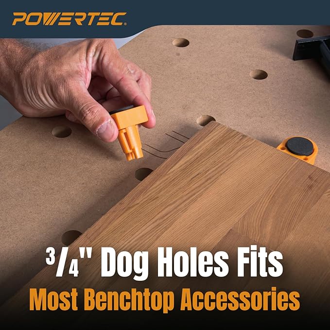 POWERTEC Arachni-Flex 24" x 48" Foldable Workbench Tabletop - Portable Work Surface with Pre-drilled Dog Holes, T-Tracks & Quick-Insert Locks for Arachni Flex Woodworking Collapsible Workstand (72034)