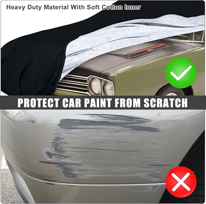 Waterproof Car Cover Compatible with 1968-1972 Plymouth Roadrunner 2 Door Sedan/Hardtop/Convertible Accessories, All Weather Classic Car Covers with Inner Cotton&Zipper Door for Snow Rain Protection