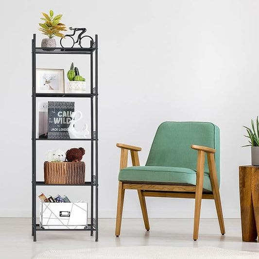 5-Tier Storage Shelf Wire Bathroom Organizers, Heavy Duty Shelving Unit for Pantry Kitchen Bathroom Laundry Room Garage, Organization Home Corner Rack, Black