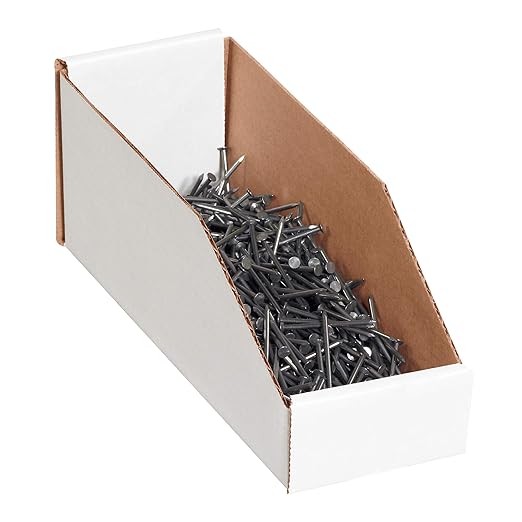 Box USA BBINMT415 Open Top Bin Boxes, 4" x 15" x 4 1/2", Oyster White (Pack of 50)