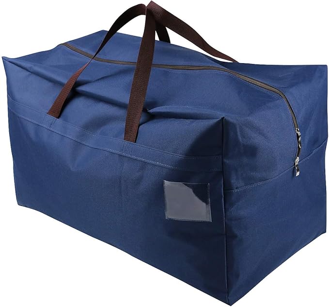 AMJ 100L Large Storage Bag for Comforters, Blankets, Clothes, Quilts and Towels, Better and Sturdy Organizer Bag, Thick Ultra Size Under Bed Storage, Moisture Proof, Blue