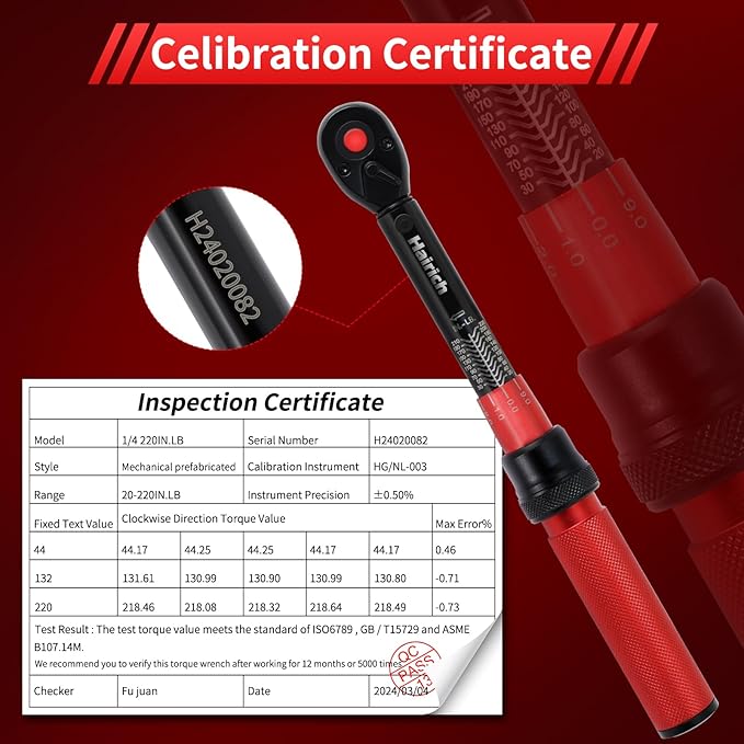 Torque Wrench Bicycle,1/4 inch drive 2.3-24.9 N.M/20-220IN.LB, Bike Torque Wrench Set,30PCS Click Torque Wrenches with 1/4 Ratchet Wrench, Extension Bar, Sockets for Bicycle