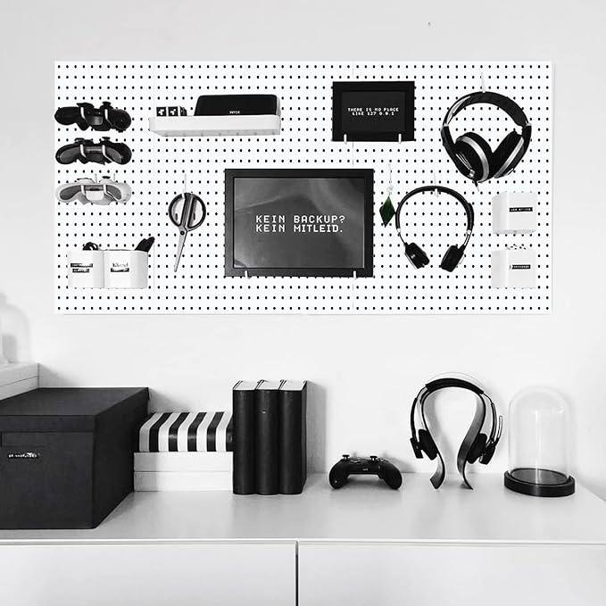 2 Pcs Pegboard, Metal Pegboard Wall Panels - Pegboard Wall Organizer System - Peg Boards for Walls, Small Peg Board Tool Storage, White Pegboard for Garage, Craft Room, Workbench, Kitchen, Office