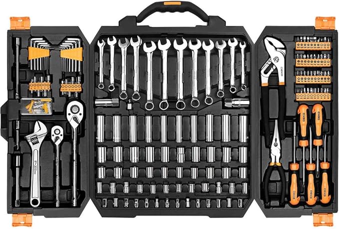 DEKOPRO 192 Piece Mechanics Tool Set Socket Wrench Set, Plastic Storage Case with Auto Repair Hand Tool Kit Wrench Tool Box Set