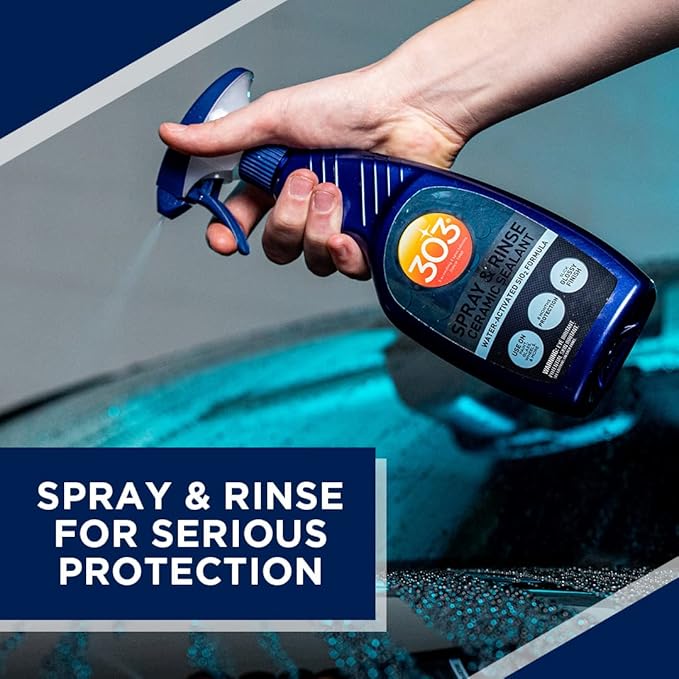 303 Products Spray & Rinse Ceramic Sealant – Quick Ceramic Coating – Water-Activated SiO2 Formula – 6 Months of Protection – Water Repellent Ceramic Spray – Easy to Use – 24 Oz (30264)