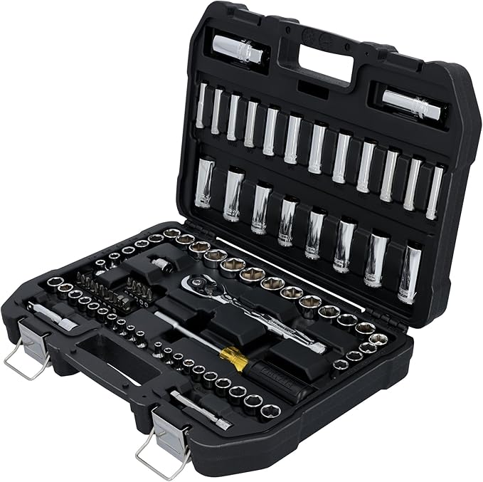 DEWALT Mechanics Tool Set, 84 Piece SAE/Metric Set with Low Profile 72-tooth Ratchet,1/4 Inch Drive (DWMT45424)