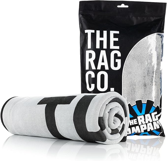 The Rag Company - Slim Dryer Towel - Ultra-Absorbent Korean Microfiber, Suede Edge, Car Drying Towel. 25" x 35" Grey