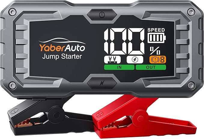 YaberAuto Car Battery Jump Starter 6000A Jump Box (10.0L Gas/9.0L Diesel) Portable Car Jump Starter Pack, 12V Battery Jumper Starter Portable, Fast Charge, 160W DC, 4-Mode Lights