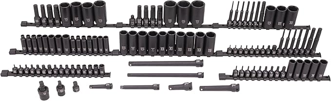 Sunex Tools 3/8" & 1/2" Drive SAE & Metric 6 Point Standard & Deep with Star (E and Tamperproof), Triple Square, & Hex Bit, 106-Piece, Model 10105