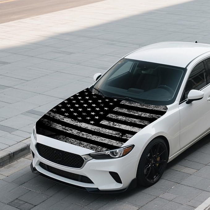 Car Hood Flag Cover - 59x51 in Car Hood Cover Eagle Flag with 2 Adjustable Fasteners, Patriotic American Flag Bonnet Banner Universal Fit for Trucks, SUV, Patriotic America Flag Cars Decor