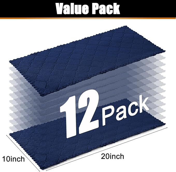 Mordimy 12 Pack Kitchen Towels (20" x 10", Dark Grey & Navy Blue), Super Soft and Absorbent Dish Towels, Coral Velvet Microfiber Cleaning Cloth, Nonstick Oil Fast Dry Dish Cloths