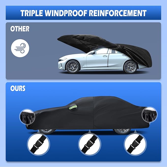 Migaven Car Cover Custom Fit for Toyota Corolla 2000-2025, Honda Civic 1991-2025, Waterproof Full Exterior Cover Rain Sun Protection with Door Zipper