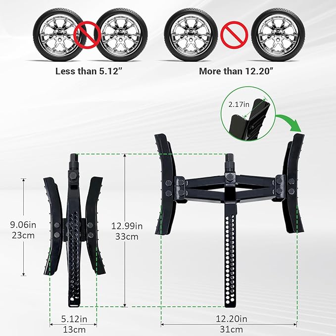 Wheel Chock Stabilizer with Rotatable Sides for RV Travel Trailer Tires, for Locking Tandem Wheels When Parked on Uneven Surfaces (2 Packs) with Ratchet and Password Locks，Black