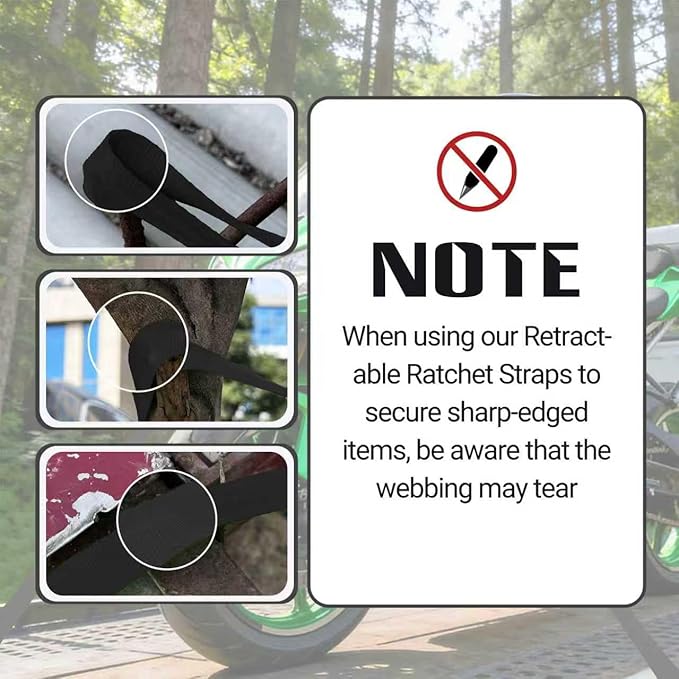 Retractable Ratchet Straps (4-Pack) - Heavy Duty Auto Slow Retraction Tie Down Straps - 1 Inch x 13 Feet (1,800lb Break Strength) for Truck, Cargo Trailer, Motorcycle, ATV, UTV - Black