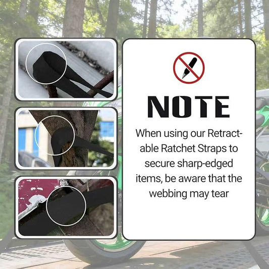 Retractable Ratchet Straps (4-Pack) - Heavy Duty Auto Slow Retraction Tie Down Straps - 1 Inch x 13 Feet (1,800lb Break Strength) for Truck, Cargo Trailer, Motorcycle, ATV, UTV - Black