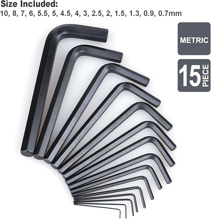 31-Piece Premium Hex Key Allen Wrench Set with Storage Case, SAE and Metric Assortment | L Shape, Chrome Vanadium Steel, Precise and Chamfered Tips | SAE 0.028 inch - 3/8 inch | Metric 0.7mm - 10 mm